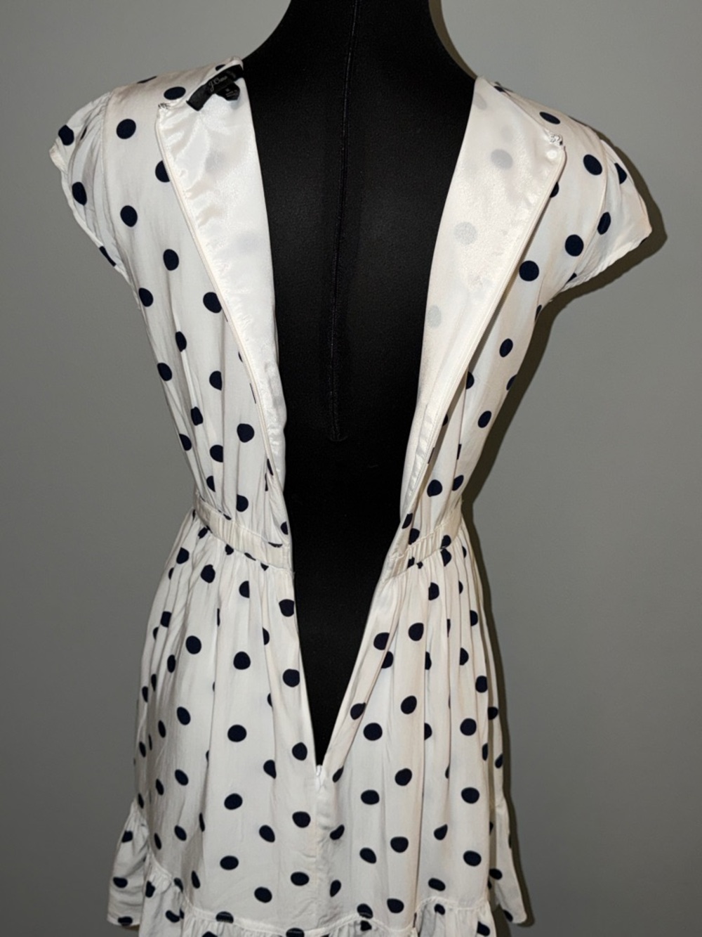 J Crew Size 2 White and Black Polka Dot V-Neck Dress - Picture 9 of 12